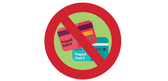 No prepaid cards sign illustration