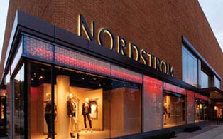 Outside shot of the Nordstrom sign and store