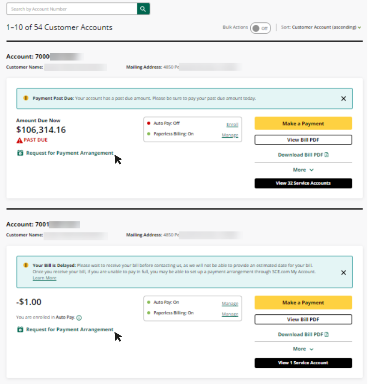 screenshot of multiple account balances