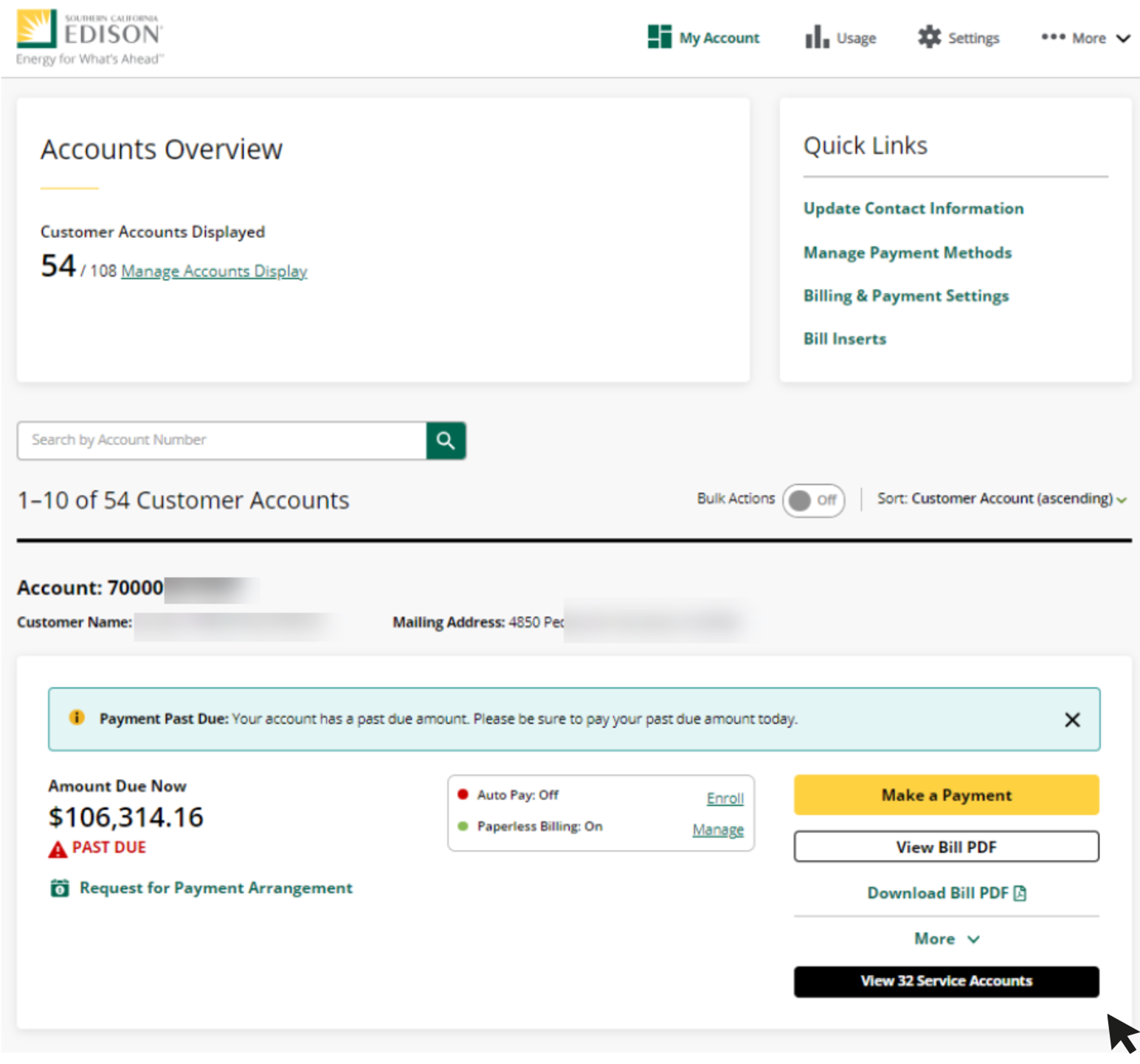 screenshot of accounts overview