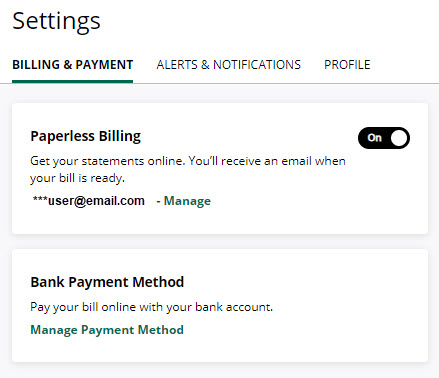 paperless billing screenshot toggled on